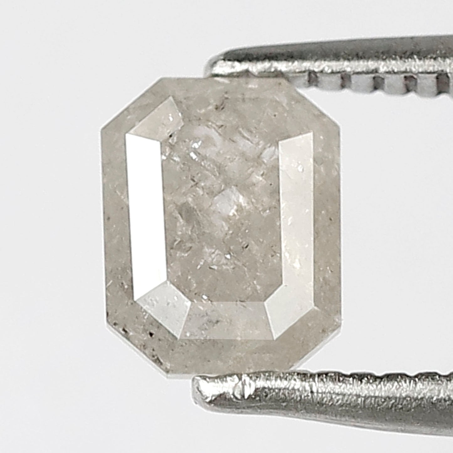 0.77 CT Loose Salt and Pepper Diamond, Emerald Cut Misty White Natural Diamond for Engagement Ring