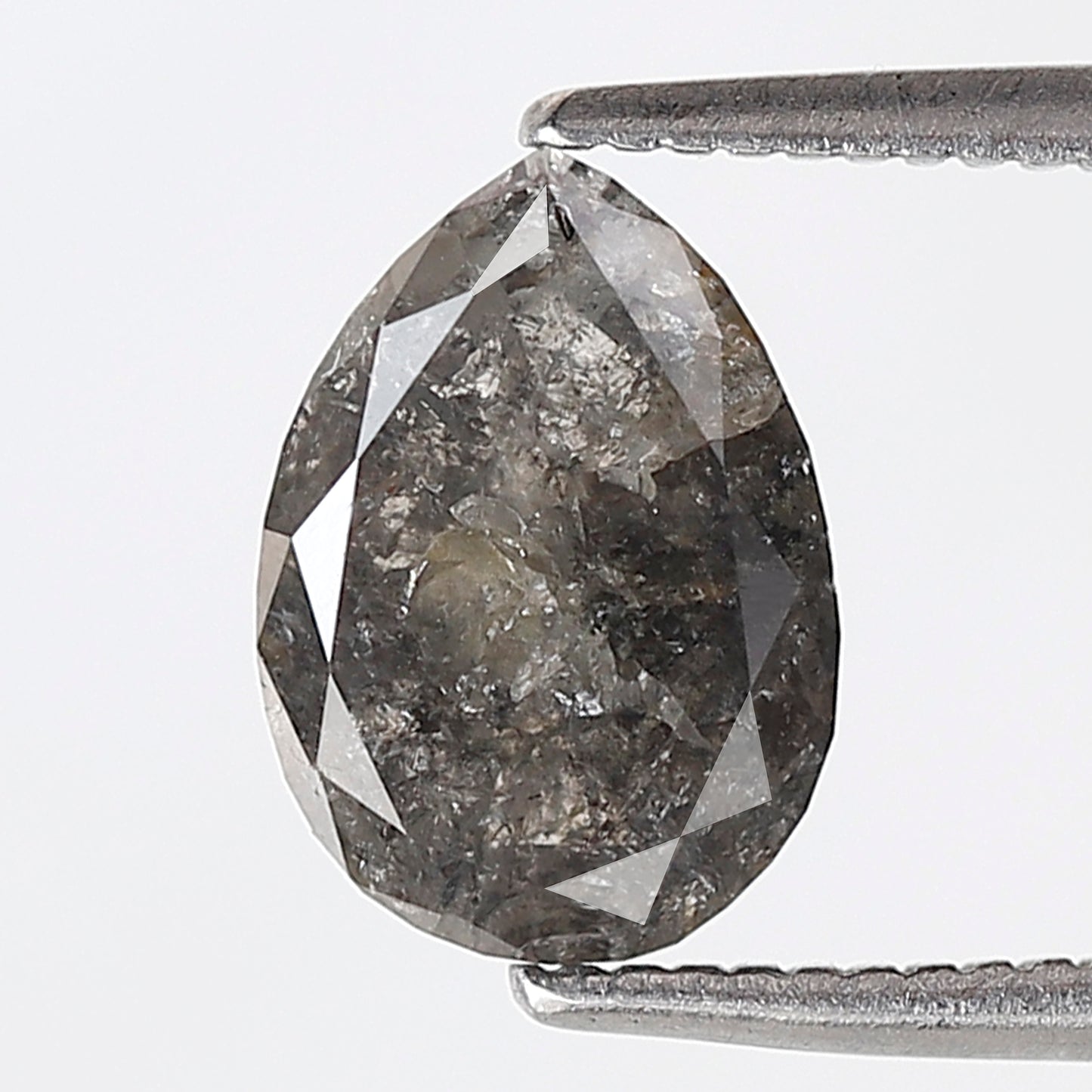 1.68 Ct Pear Shape Salt and Pepper Diamond 8 MM Loose Natural Grey Black Color Diamond