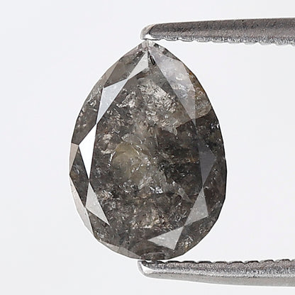 1.68 Ct Pear Shape Salt and Pepper Diamond 8 MM Loose Natural Grey Black Color Diamond