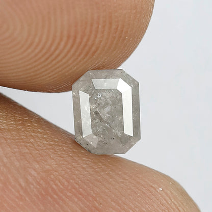 0.77 CT Loose Salt and Pepper Diamond, Emerald Cut Misty White Natural Diamond for Engagement Ring