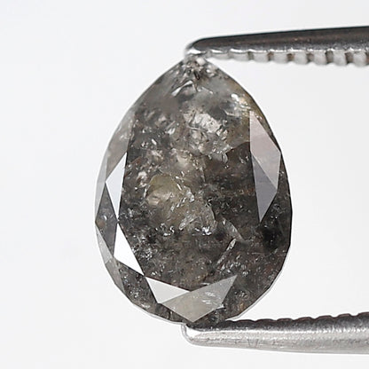 1.68 Ct Pear Shape Salt and Pepper Diamond 8 MM Loose Natural Grey Black Color Diamond