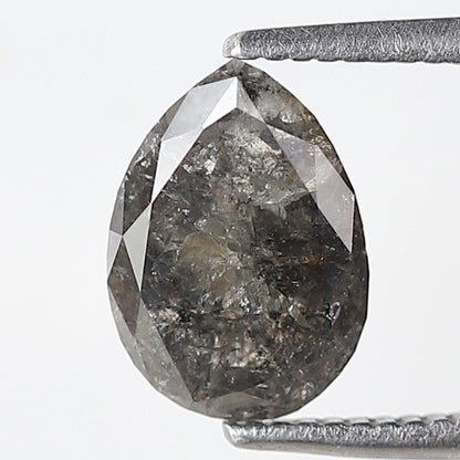 1.68 Ct Pear Shape Salt and Pepper Diamond 8 MM Loose Natural Grey Black Color Diamond