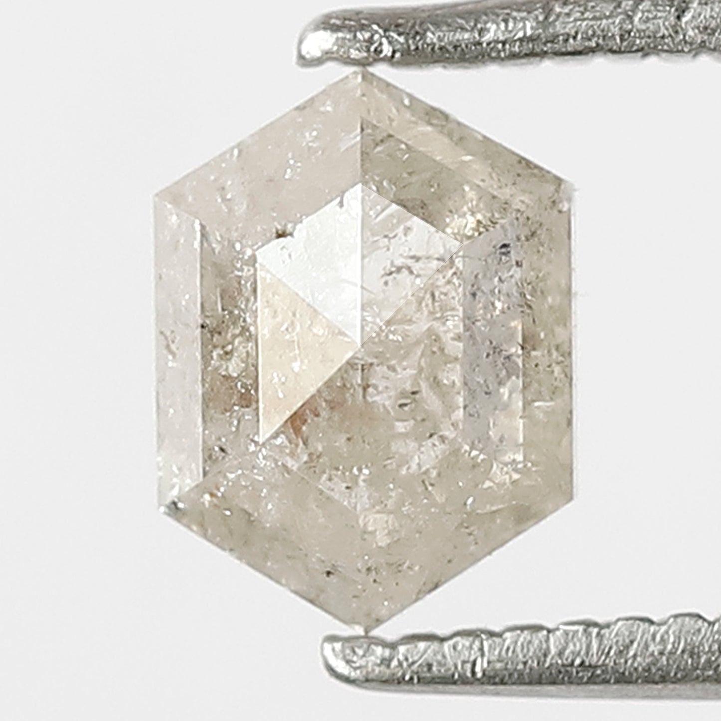 0.91 CT Hexagon Shape Natural Loose Salt and Pepper Diamond,6 mm hexagon Cut Diamond, Misty White Color unique Diamond for Making fancy ring