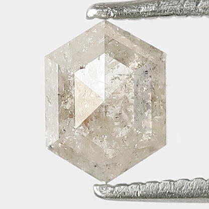 0.91 CT Hexagon Shape Natural Loose Salt and Pepper Diamond,6 mm hexagon Cut Diamond, Misty White Color unique Diamond for Making fancy ring