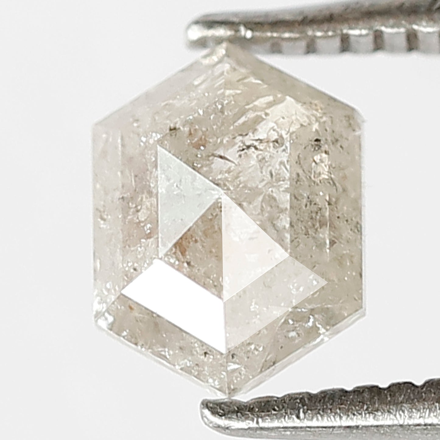 0.91 CT Hexagon Shape Natural Loose Salt and Pepper Diamond,6 mm hexagon Cut Diamond, Misty White Color unique Diamond for Making fancy ring