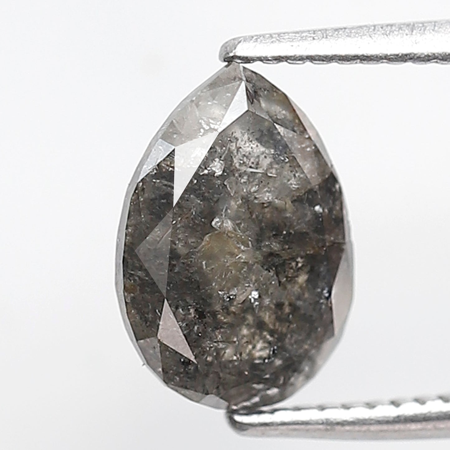 1.68 Ct Pear Shape Salt and Pepper Diamond 8 MM Loose Natural Grey Black Color Diamond