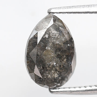 1.68 Ct Pear Shape Salt and Pepper Diamond 8 MM Loose Natural Grey Black Color Diamond