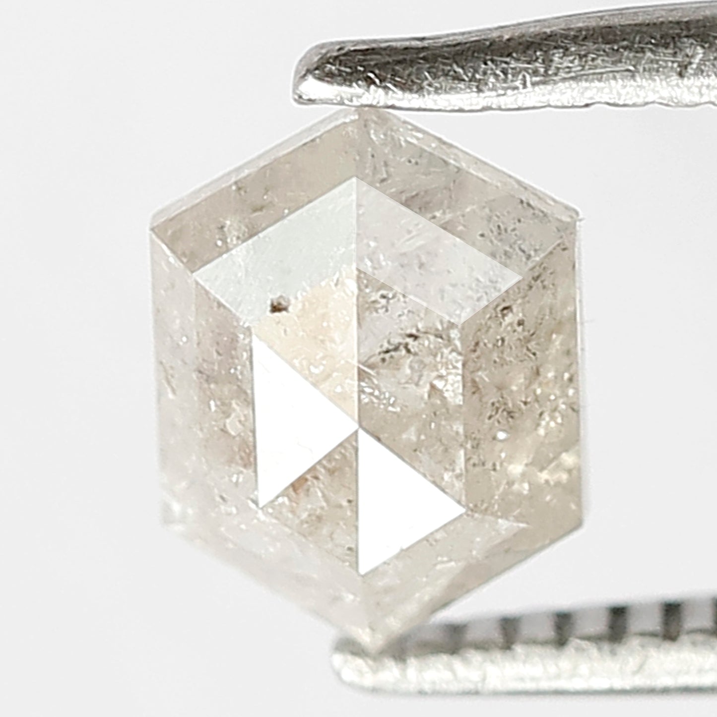 0.91 CT Hexagon Shape Natural Loose Salt and Pepper Diamond,6 mm hexagon Cut Diamond, Misty White Color unique Diamond for Making fancy ring