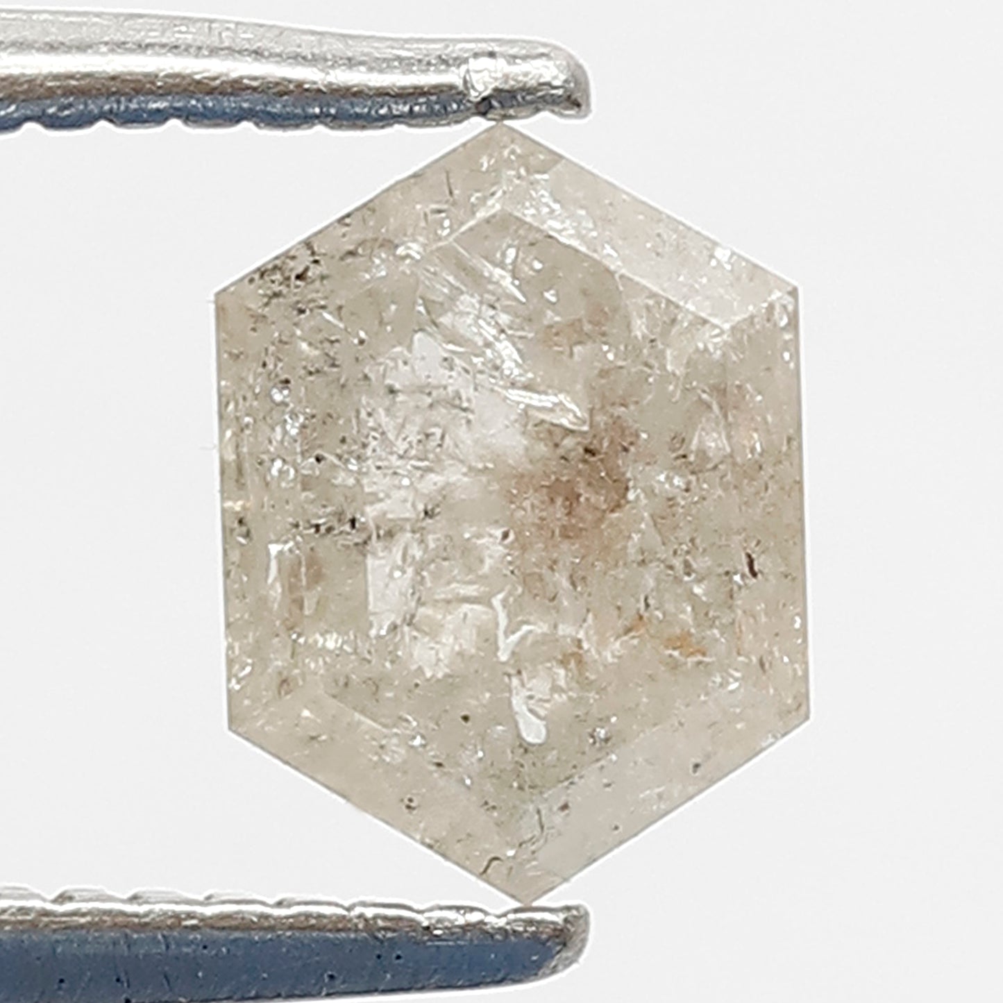 0.91 CT Hexagon Shape Natural Loose Salt and Pepper Diamond,6 mm hexagon Cut Diamond, Misty White Color unique Diamond for Making fancy ring