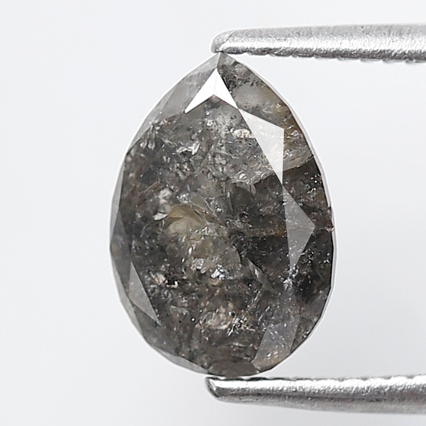 1.68 Ct Pear Shape Salt and Pepper Diamond 8 MM Loose Natural Grey Black Color Diamond