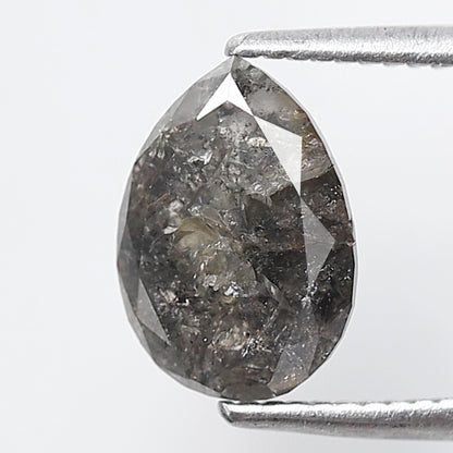 1.68 Ct Pear Shape Salt and Pepper Diamond 8 MM Loose Natural Grey Black Color Diamond
