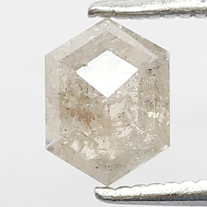 0.91 CT Hexagon Shape Natural Loose Salt and Pepper Diamond,6 mm hexagon Cut Diamond, Misty White Color unique Diamond for Making fancy ring