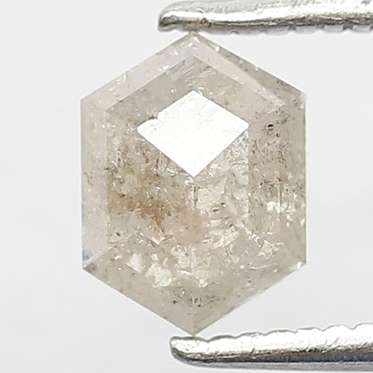 0.91 CT Hexagon Shape Natural Loose Salt and Pepper Diamond,6 mm hexagon Cut Diamond, Misty White Color unique Diamond for Making fancy ring