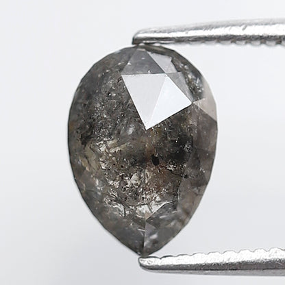 1.68 Ct Pear Shape Salt and Pepper Diamond 8 MM Loose Natural Grey Black Color Diamond