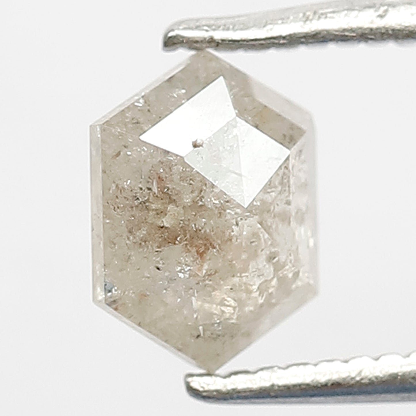 0.91 CT Hexagon Shape Natural Loose Salt and Pepper Diamond,6 mm hexagon Cut Diamond, Misty White Color unique Diamond for Making fancy ring