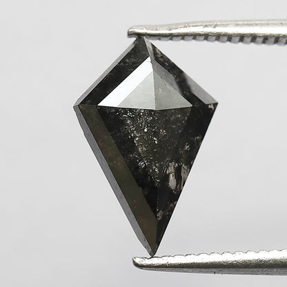 1.35 CT Kite Shape Salt and Pepper Diamond, 11.80 mm Natural Gray Black Loose Earth Mined Diamond For Engagement Ring