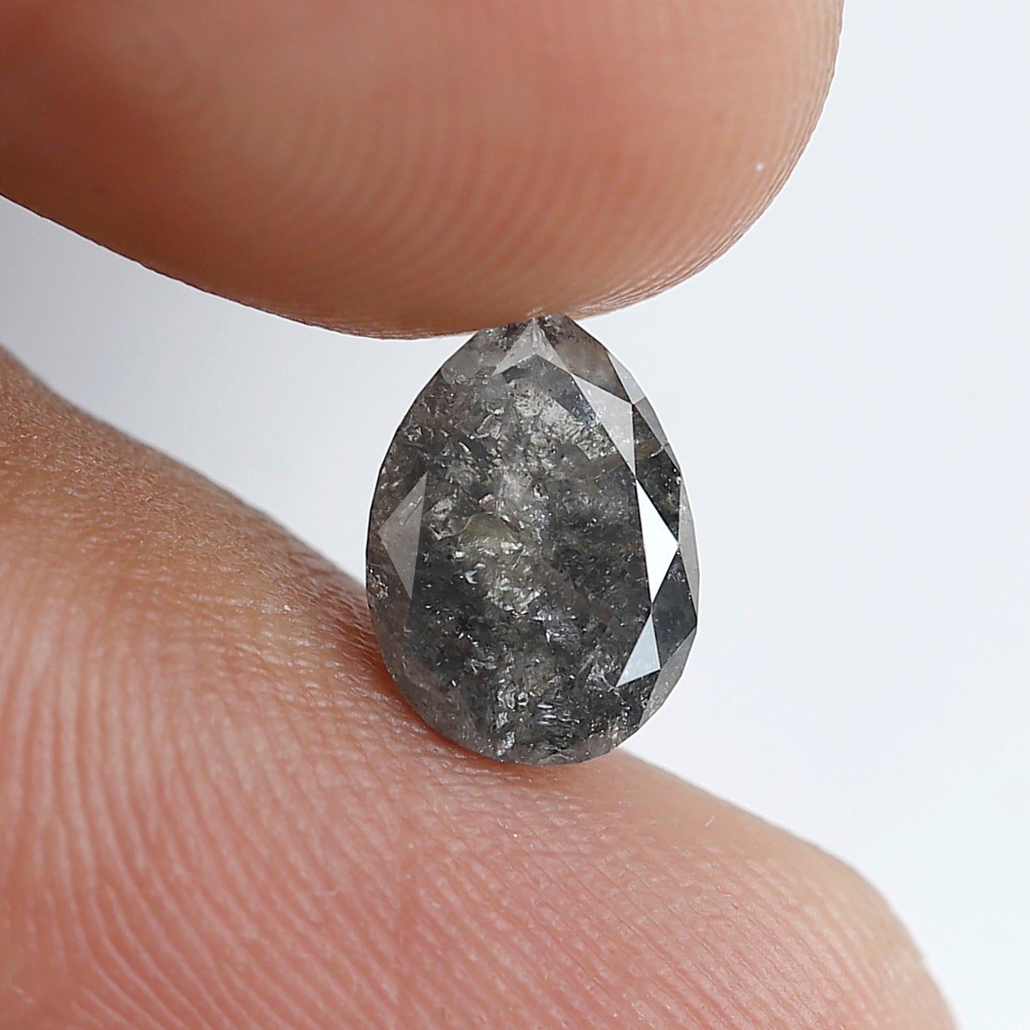 1.68 Ct Pear Shape Salt and Pepper Diamond 8 MM Loose Natural Grey Black Color Diamond