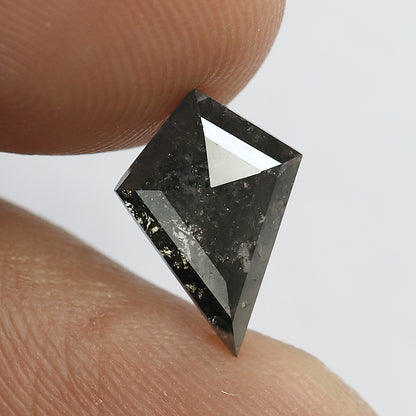 1.35 CT Kite Shape Salt and Pepper Diamond, 11.80 mm Natural Gray Black Loose Earth Mined Diamond For Engagement Ring