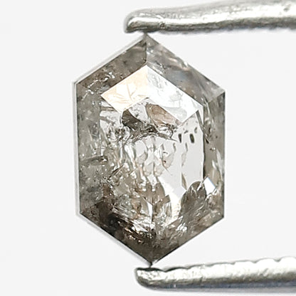 0.77 CT Hexagon Shape Natural Loose Diamond, 6mm hexagon Diamond, Grey Black color salt and pepper Diamond making wedding ring and ornaments