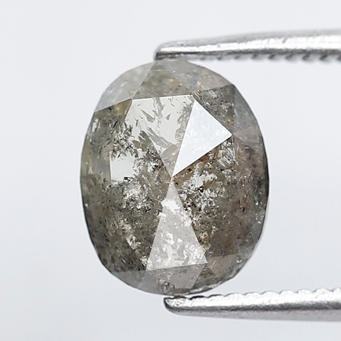 1.35 Ct Oval Shape Salt and Pepper Diamond 8 MM Grey Black Color Natural Loose Diamond