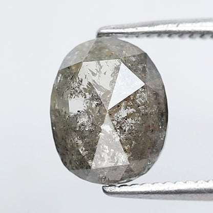 1.35 Ct Oval Shape Salt and Pepper Diamond 8 MM Grey Black Color Natural Loose Diamond