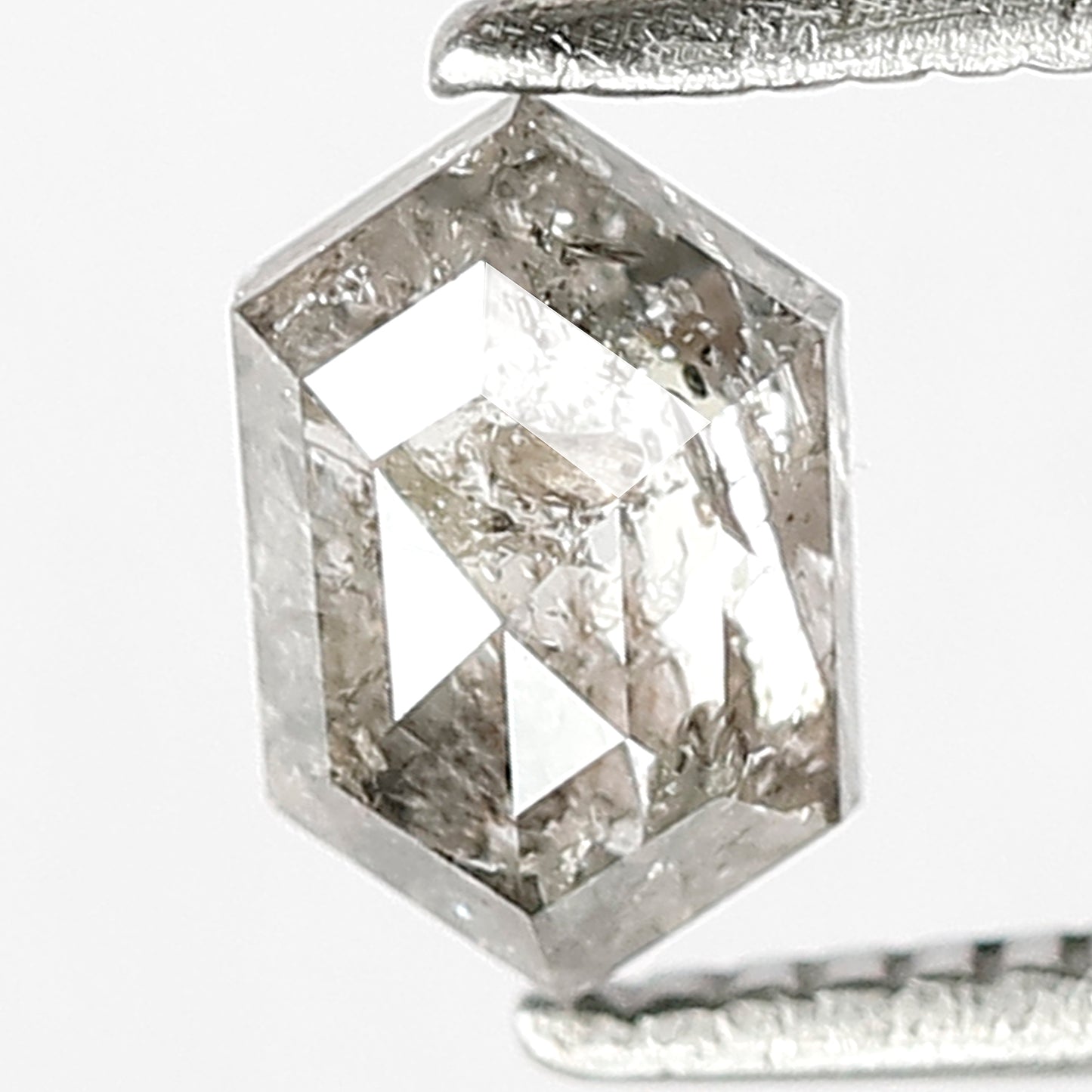 0.77 CT Hexagon Shape Natural Loose Diamond, 6mm hexagon Diamond, Grey Black color salt and pepper Diamond making wedding ring and ornaments