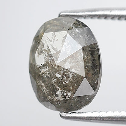1.35 Ct Oval Shape Salt and Pepper Diamond 8 MM Grey Black Color Natural Loose Diamond