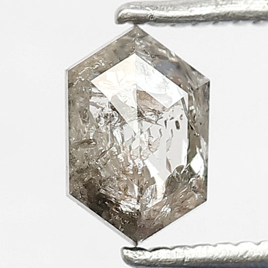 0.77 CT Hexagon Shape Natural Loose Diamond, 6mm hexagon Diamond, Grey Black color salt and pepper Diamond making wedding ring and ornaments