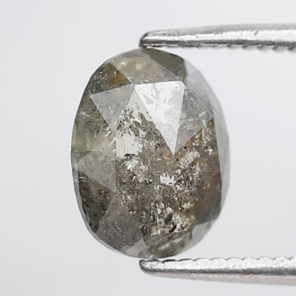 1.35 Ct Oval Shape Salt and Pepper Diamond 8 MM Grey Black Color Natural Loose Diamond