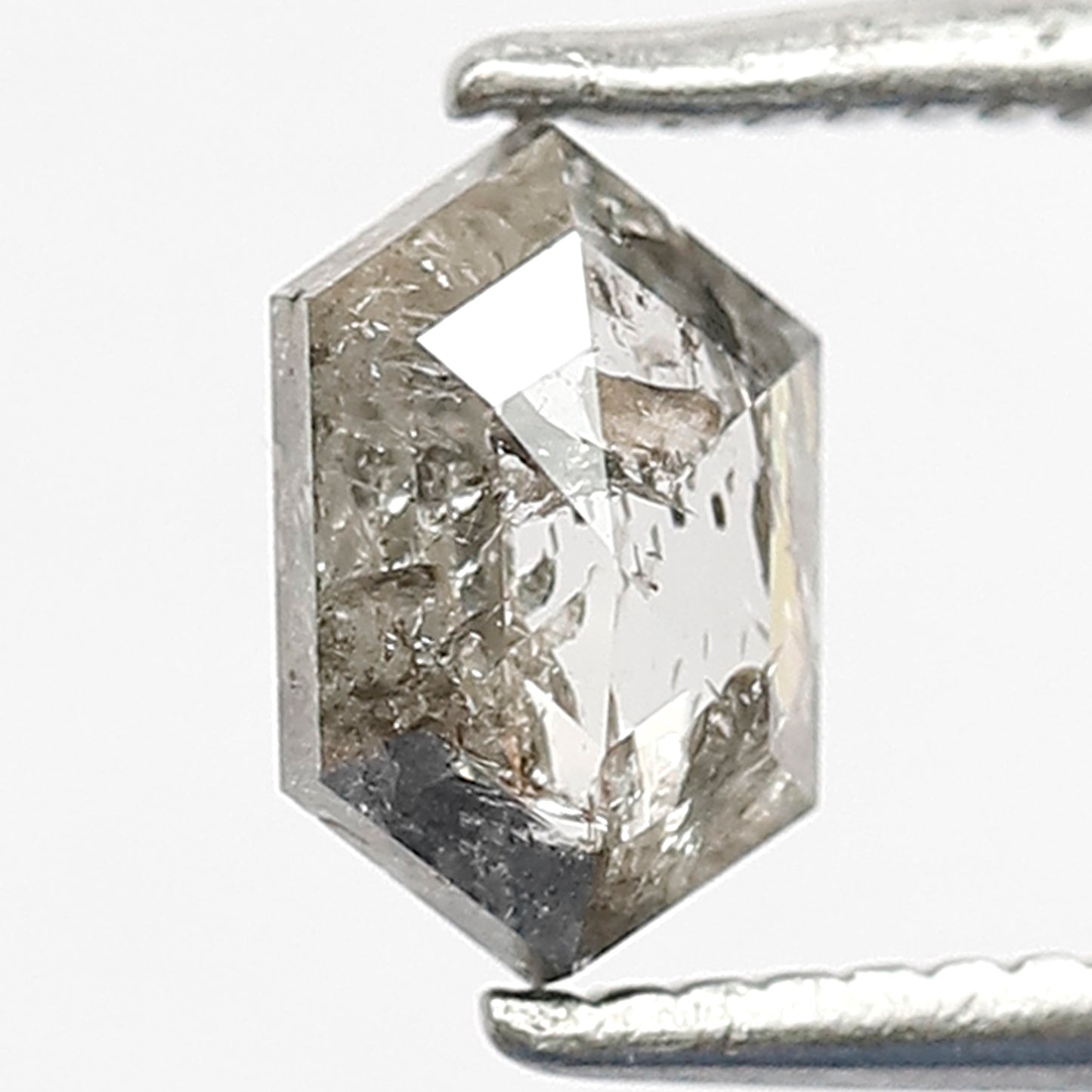 0.77 CT Hexagon Shape Natural Loose Diamond, 6mm hexagon Diamond, Grey Black color salt and pepper Diamond making wedding ring and ornaments