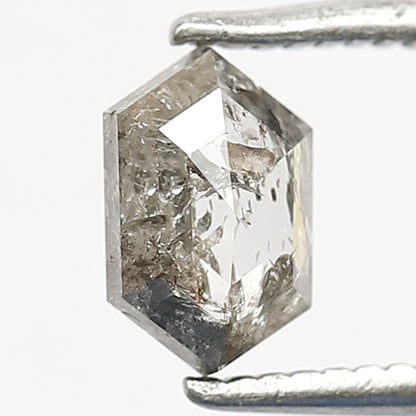 0.77 CT Hexagon Shape Natural Loose Diamond, 6mm hexagon Diamond, Grey Black color salt and pepper Diamond making wedding ring and ornaments