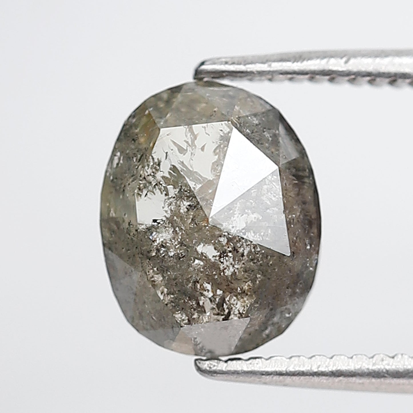 1.35 Ct Oval Shape Salt and Pepper Diamond 8 MM Grey Black Color Natural Loose Diamond
