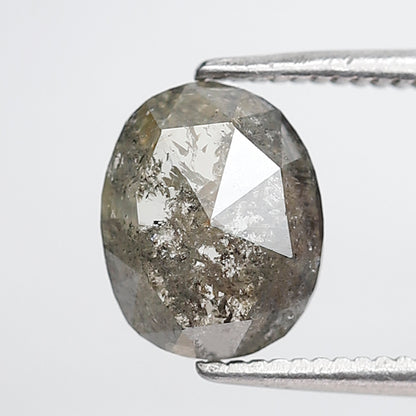 1.35 Ct Oval Shape Salt and Pepper Diamond 8 MM Grey Black Color Natural Loose Diamond