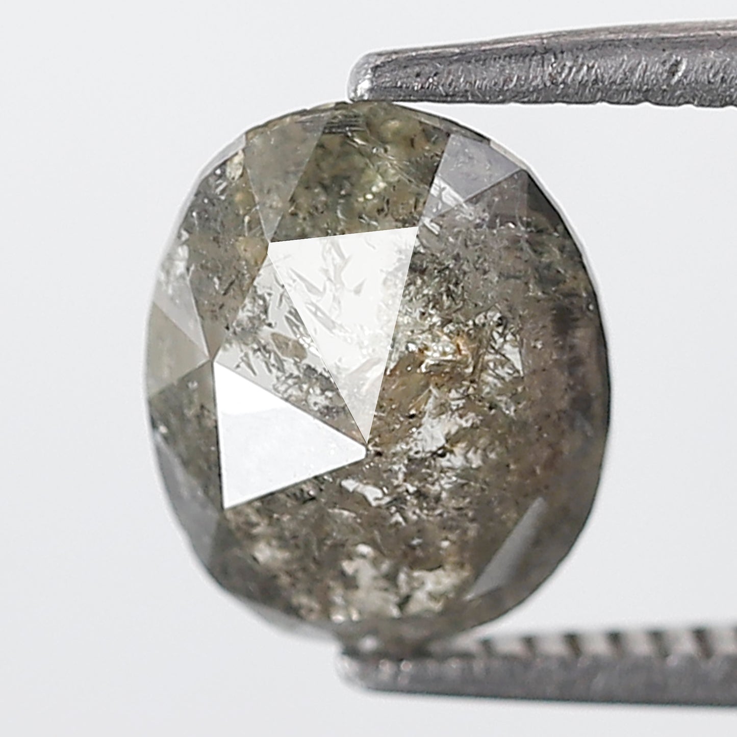 1.35 Ct Oval Shape Salt and Pepper Diamond 8 MM Grey Black Color Natural Loose Diamond
