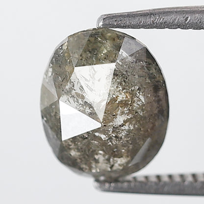 1.35 Ct Oval Shape Salt and Pepper Diamond 8 MM Grey Black Color Natural Loose Diamond