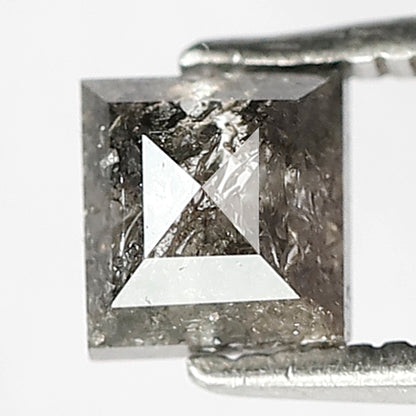 0.85 CT Square Shape Natural Loose Diamond , 5 mm perfect cut Diamond, Grey Black color salt and pepper Diamond for making unique jewelery