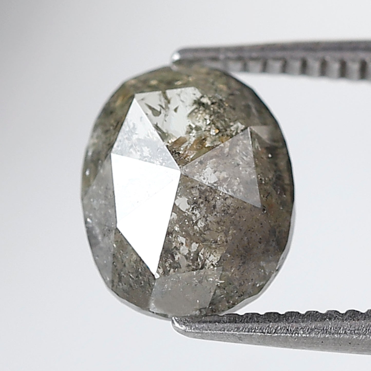 1.35 Ct Oval Shape Salt and Pepper Diamond 8 MM Grey Black Color Natural Loose Diamond
