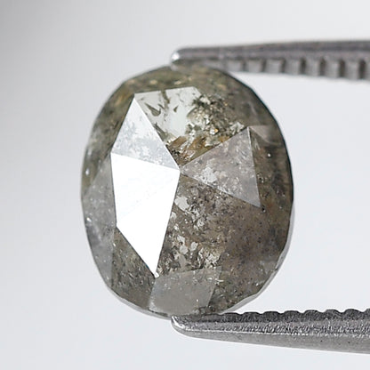 1.35 Ct Oval Shape Salt and Pepper Diamond 8 MM Grey Black Color Natural Loose Diamond