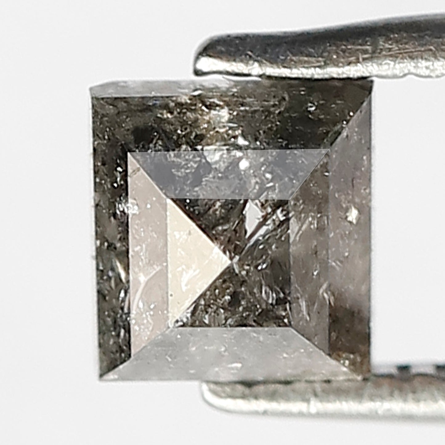 0.85 CT Square Shape Natural Loose Diamond , 5 mm perfect cut Diamond, Grey Black color salt and pepper Diamond for making unique jewelery