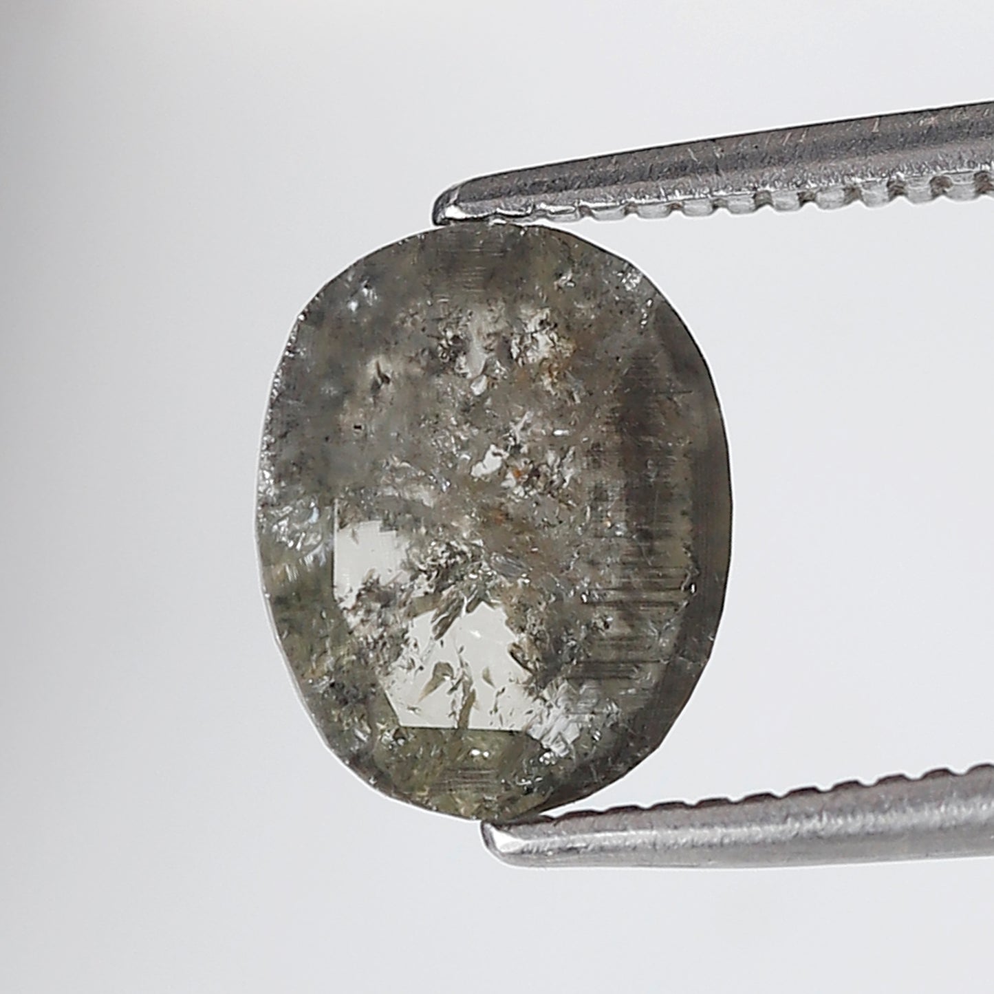 1.35 Ct Oval Shape Salt and Pepper Diamond 8 MM Grey Black Color Natural Loose Diamond