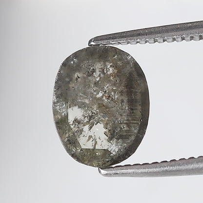 1.35 Ct Oval Shape Salt and Pepper Diamond 8 MM Grey Black Color Natural Loose Diamond