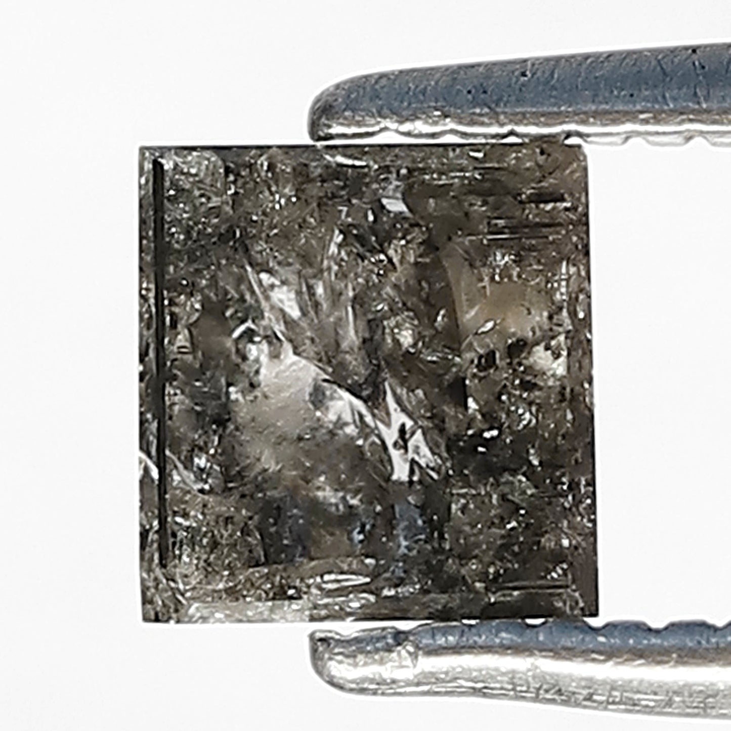 0.85 CT Square Shape Natural Loose Diamond , 5 mm perfect cut Diamond, Grey Black color salt and pepper Diamond for making unique jewelery