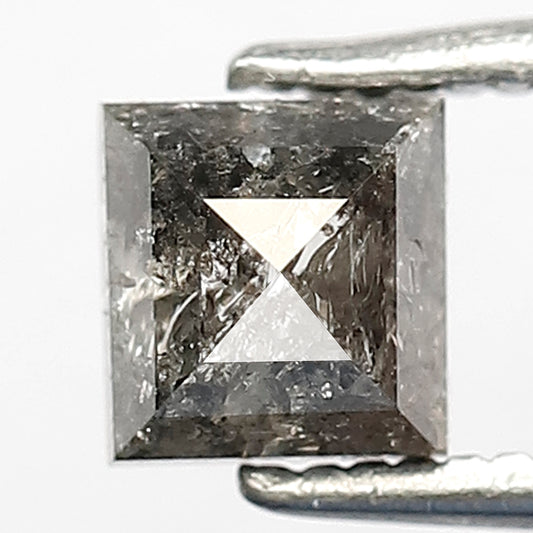 0.85 CT Square Shape Natural Loose Diamond , 5 mm perfect cut Diamond, Grey Black color salt and pepper Diamond for making unique jewelery