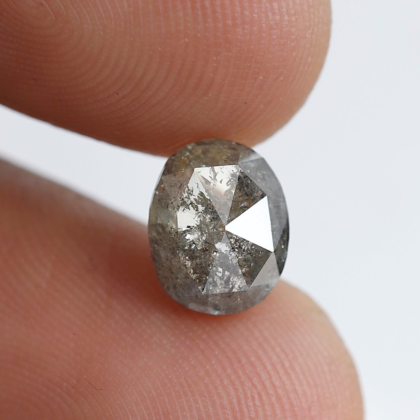 1.35 Ct Oval Shape Salt and Pepper Diamond 8 MM Grey Black Color Natural Loose Diamond