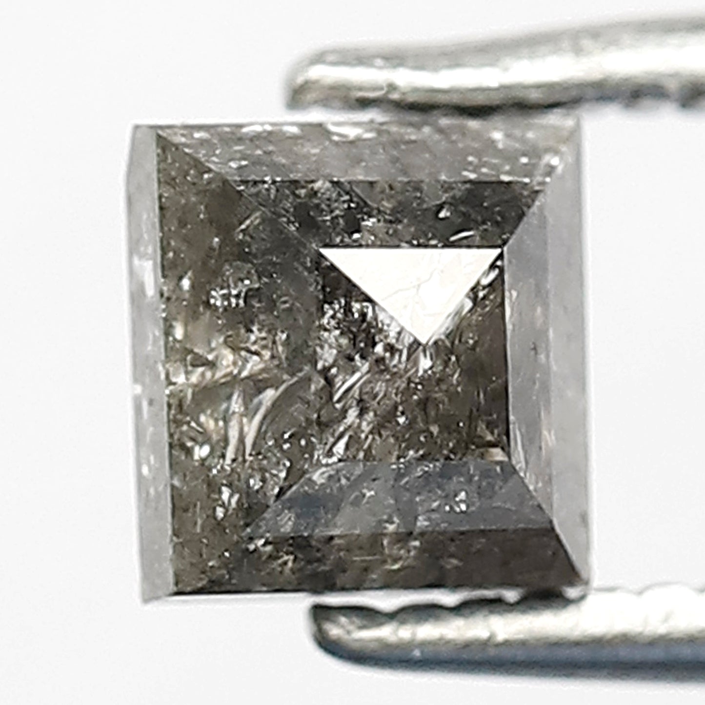 0.85 CT Square Shape Natural Loose Diamond , 5 mm perfect cut Diamond, Grey Black color salt and pepper Diamond for making unique jewelery