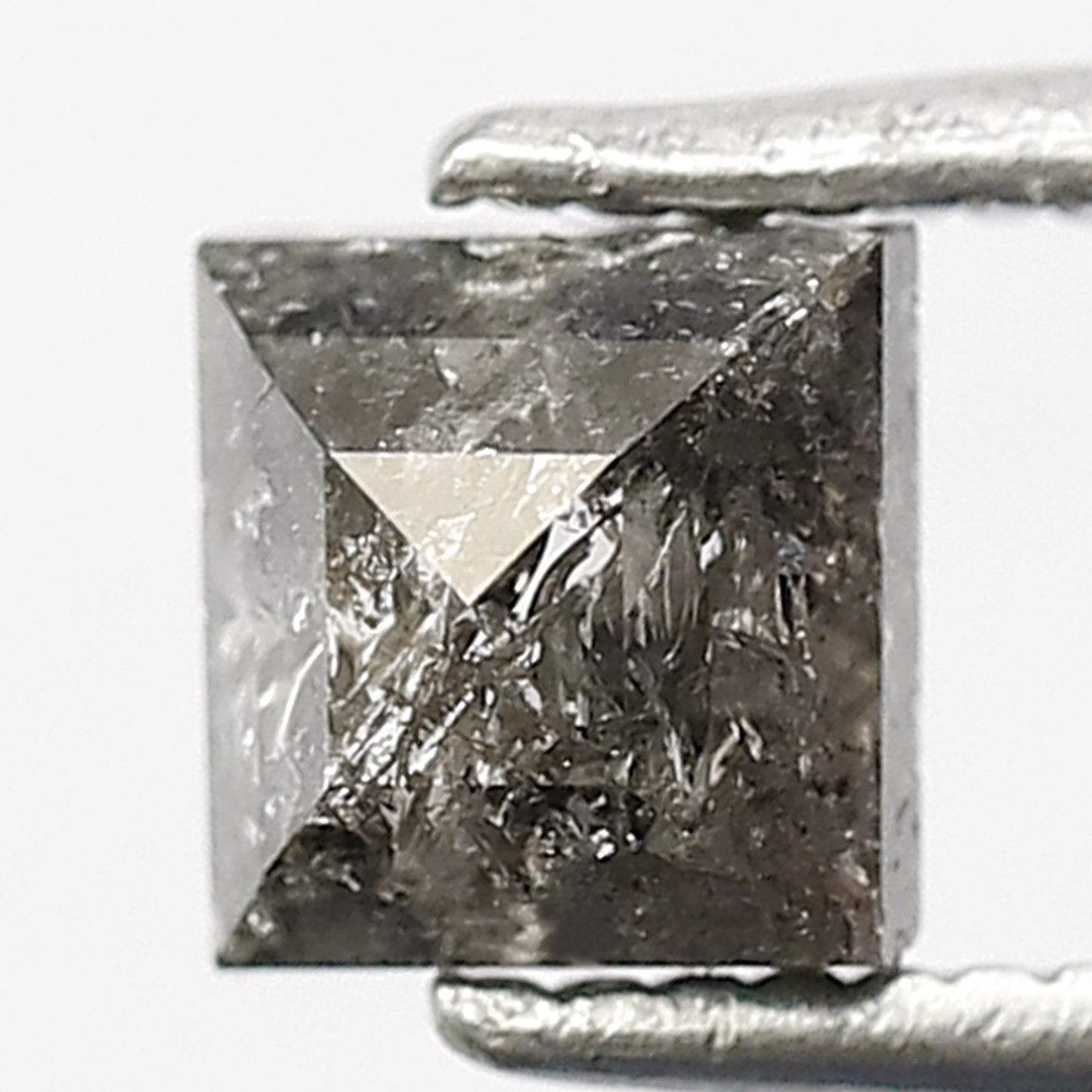 0.85 CT Square Shape Natural Loose Diamond , 5 mm perfect cut Diamond, Grey Black color salt and pepper Diamond for making unique jewelery