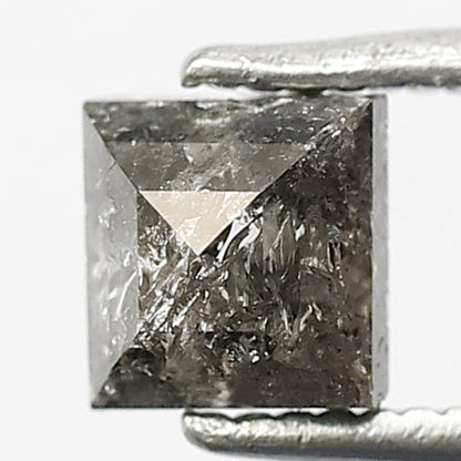 0.85 CT Square Shape Natural Loose Diamond , 5 mm perfect cut Diamond, Grey Black color salt and pepper Diamond for making unique jewelery