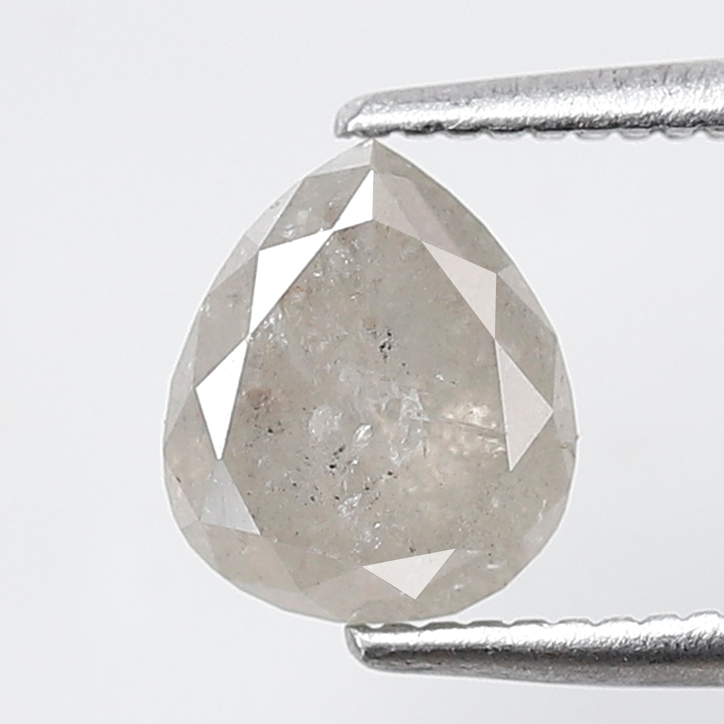 1.41 Ct Pear Shape Salt and Pepper Diamond 7 MM Misty White Color Natural Loose Diamond