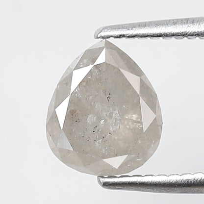 1.41 Ct Pear Shape Salt and Pepper Diamond 7 MM Misty White Color Natural Loose Diamond
