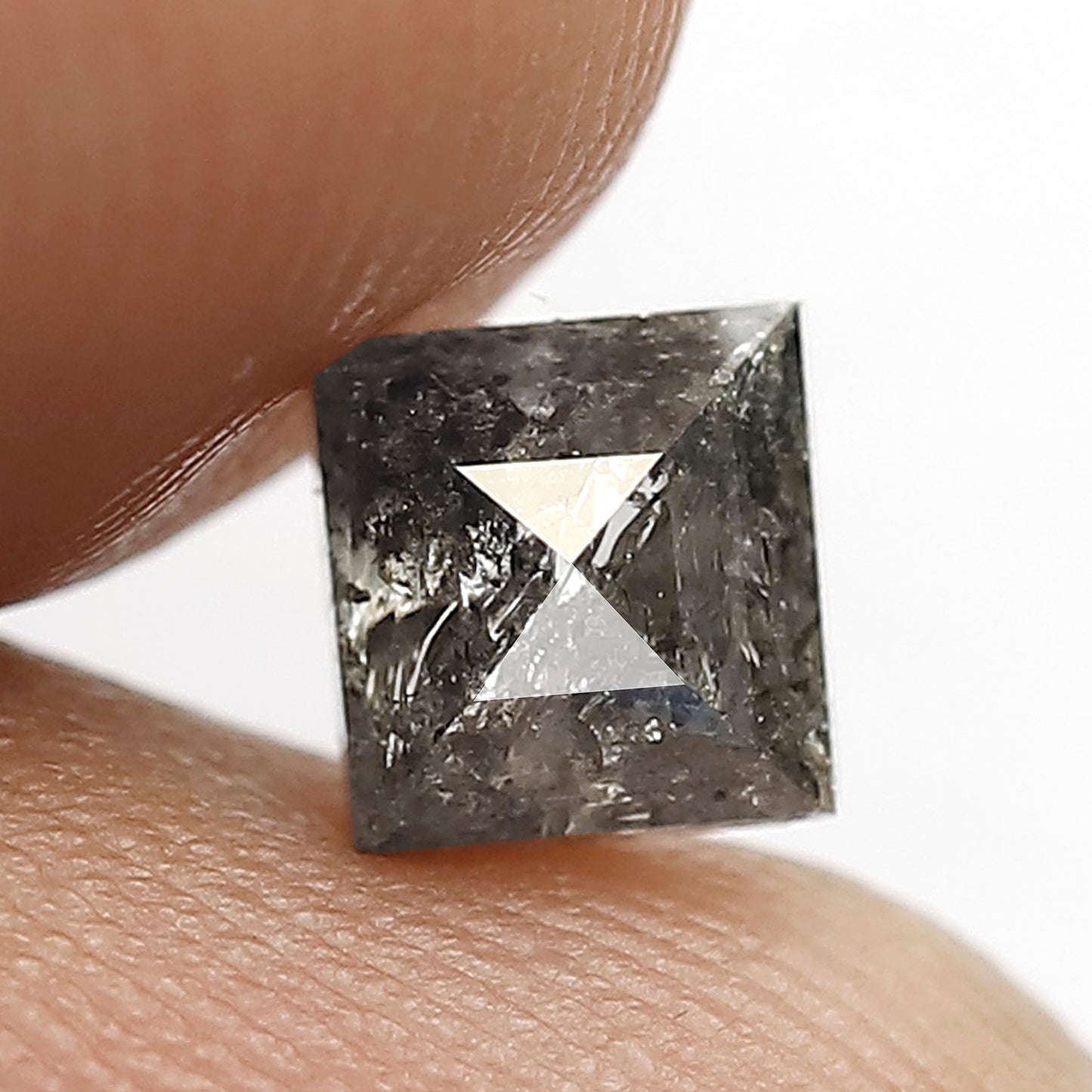 0.85 CT Square Shape Natural Loose Diamond , 5 mm perfect cut Diamond, Grey Black color salt and pepper Diamond for making unique jewelery